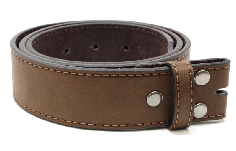 BC Belts Leather Belt Strap with Vintage Distressed Texture 1.5" Wide with Snaps (Dark Brown-S) - Image 1
